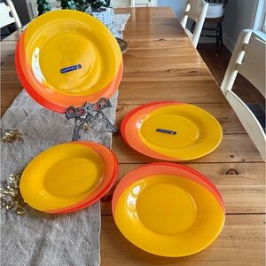 Luminarc Hawaii 2 Dinner & 2 Salad Plate Set w/Orange & Yellow Gradient Design